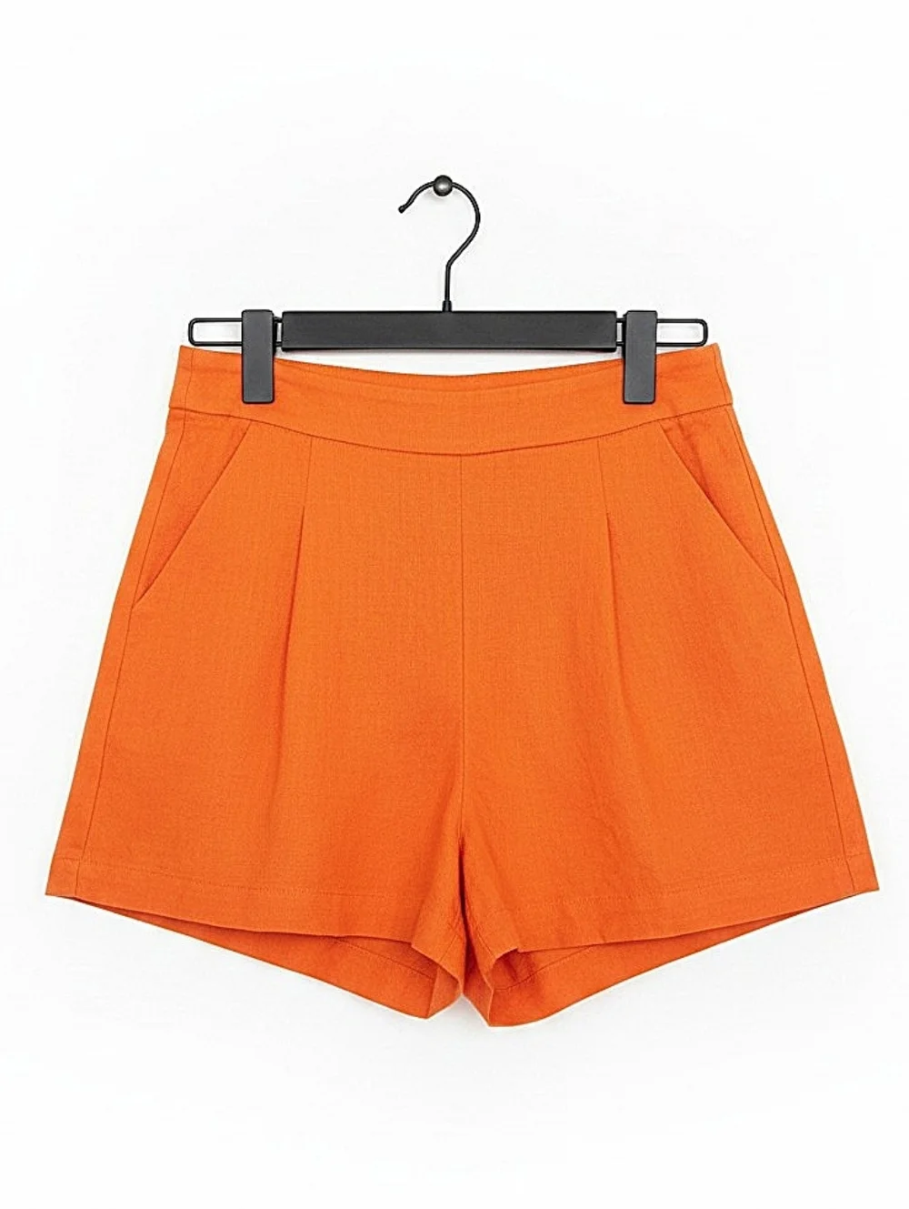 NWT! Olivaceous Women's High-Waist Linen Blend Orange Pleated Shorts